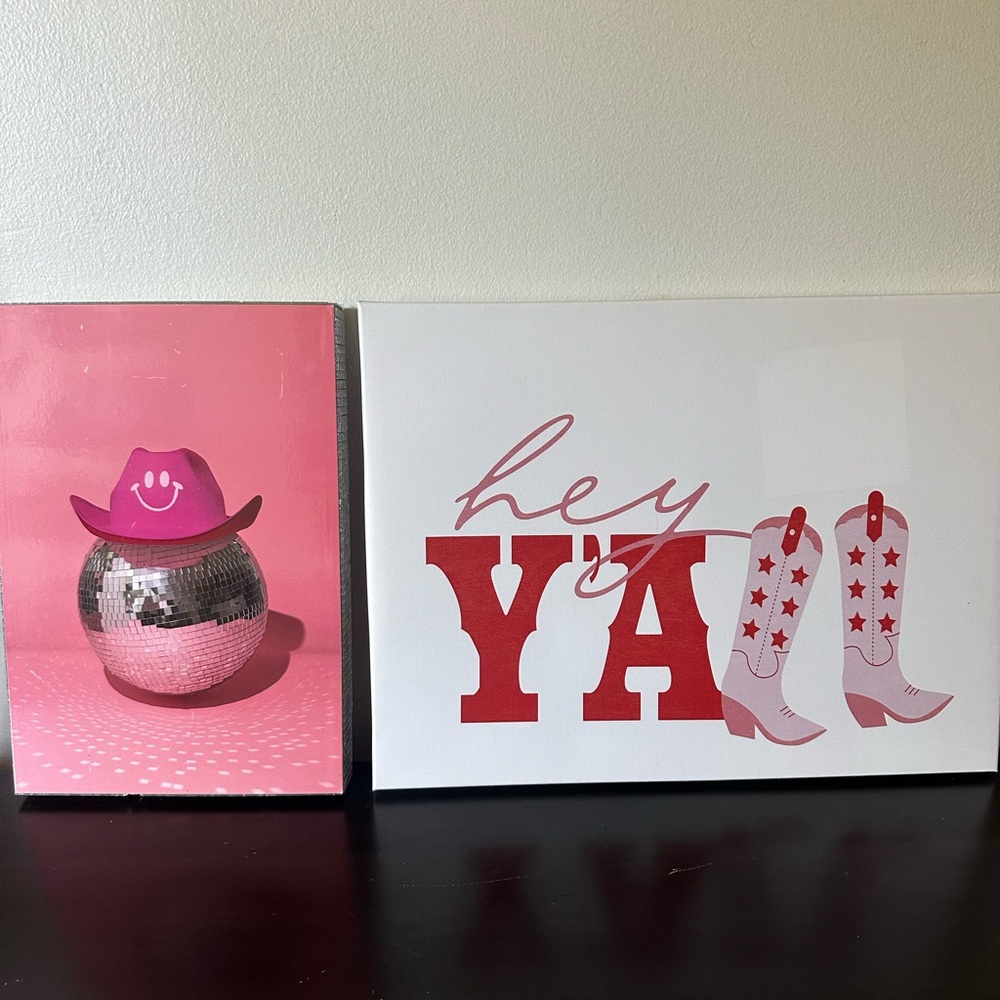 Pink and White Wall Art Set